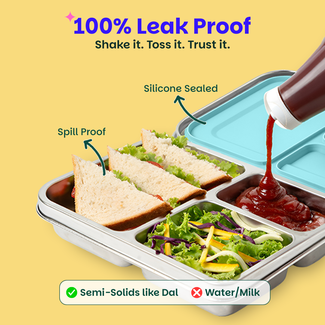 3 Compartment easy open-close Lunchbox - Aqua Mist