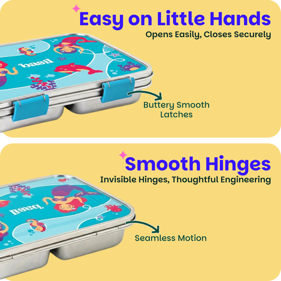 3 Compartment easy open-close Lunchbox - Aqua Mist