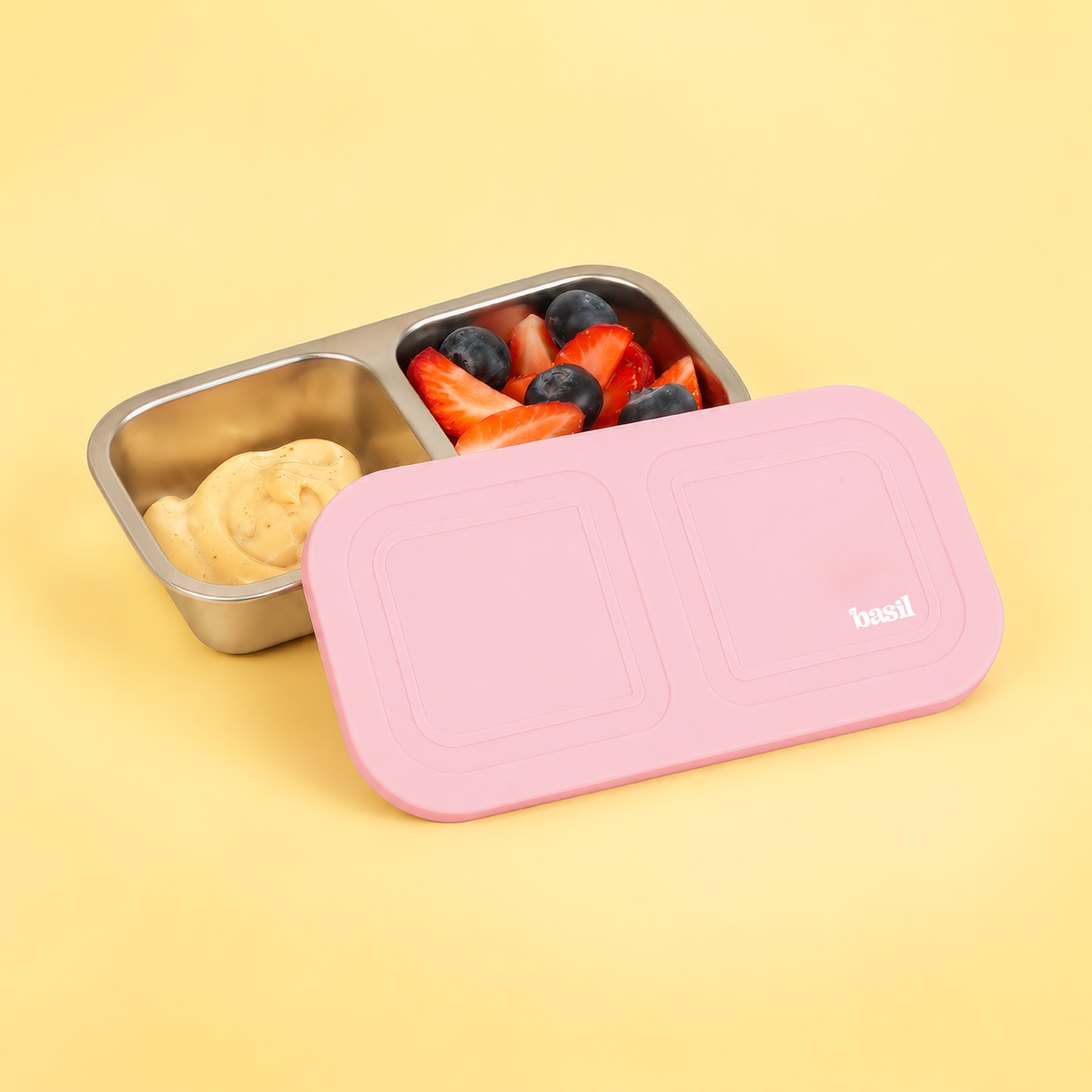 Snack Mate 2 Section Container - Classic Pink