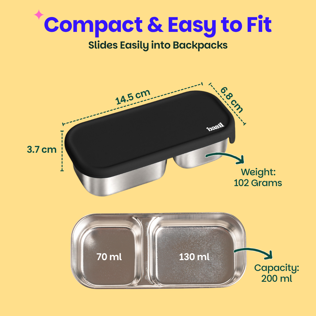 Pickle Dip 2 Section Container - Classic Black
