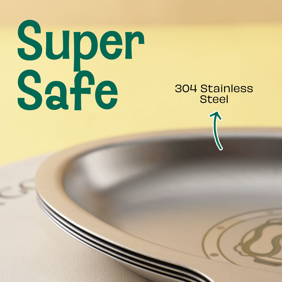 4 Compartment Stainless steel Rocket Plate - Tiger