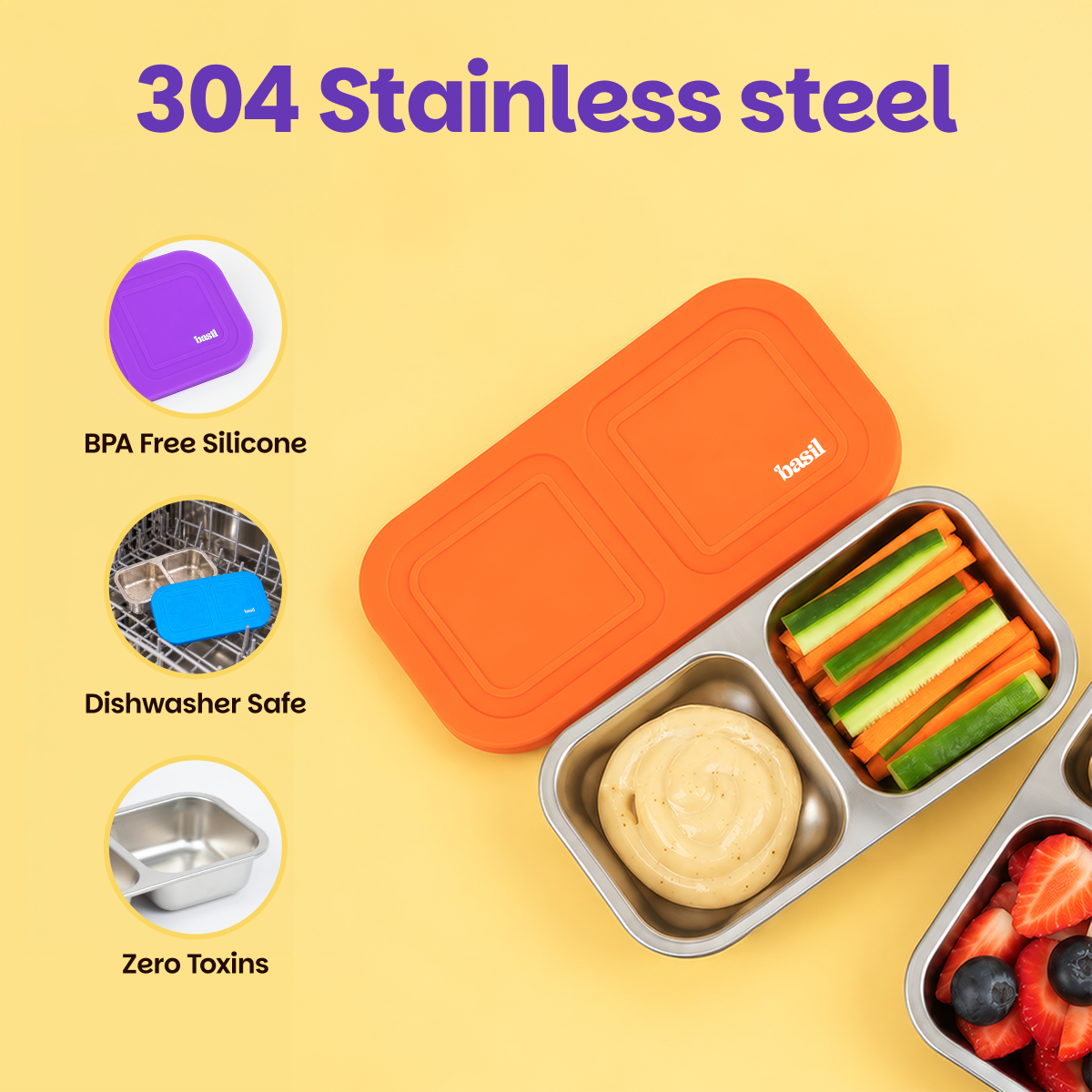 Snack Mate 2 Section Container - Classic Orange