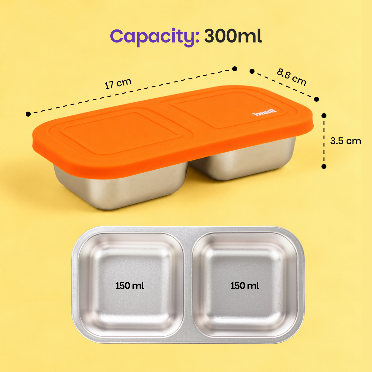 Snack Mate 2 Section Container - Classic Orange