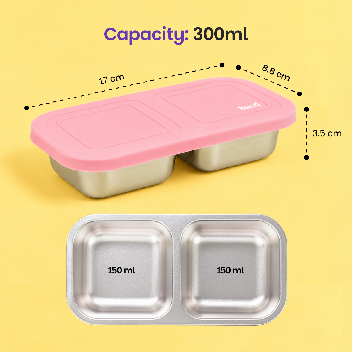 Snack Mate 2 Section Container - Classic Pink