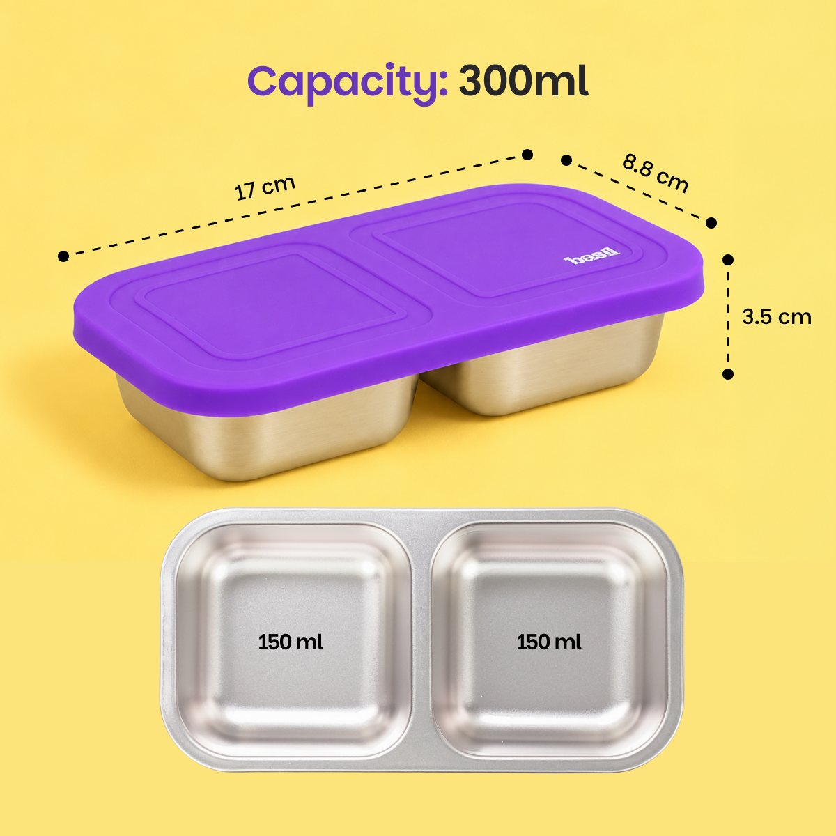 Snack Mate 2 Section Container - Classic Purple