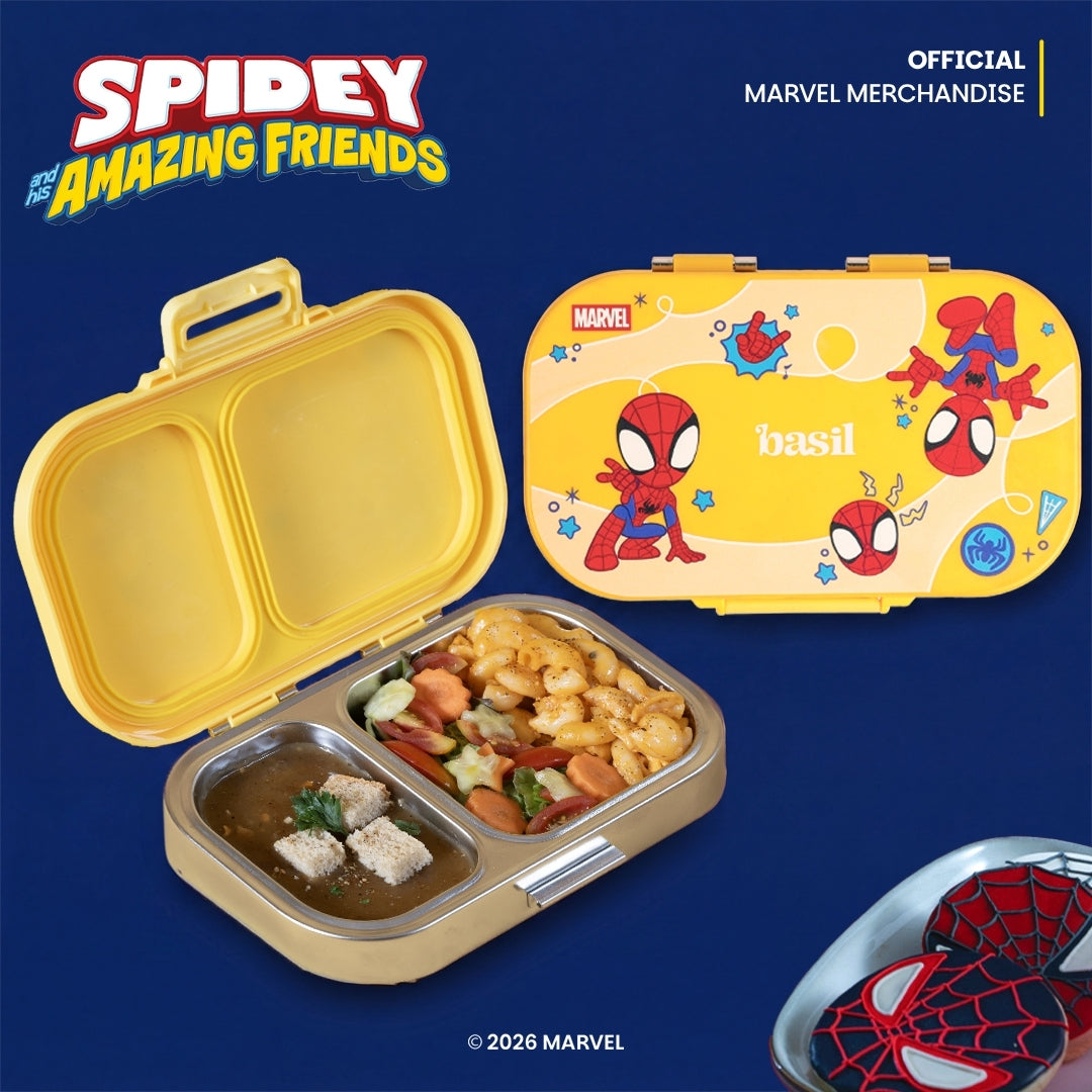 2 Compartment Stainless Steel Lunchbox with Plastic Lid - Little Websters