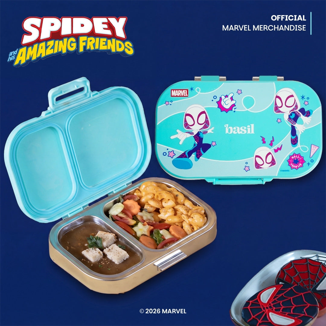 2 Compartment Stainless Steel Lunchbox with Plastic Lid - Slingy Star