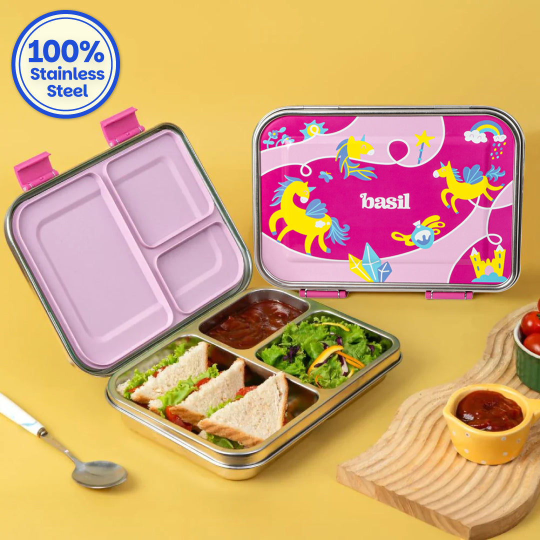 3 Compartment easy open-close Lunchbox - Pixie Dash