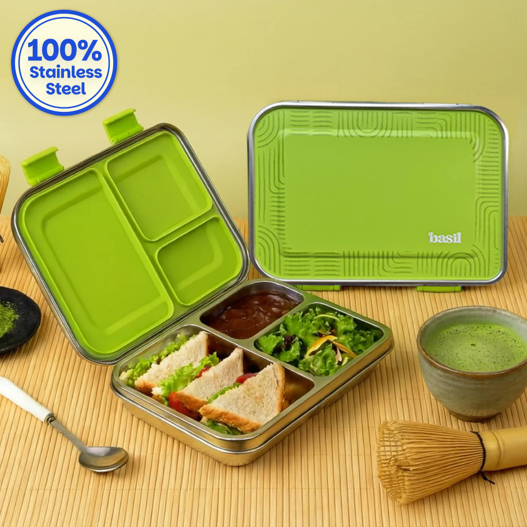 3 Compartment easy open-close Lunchbox - Matcha