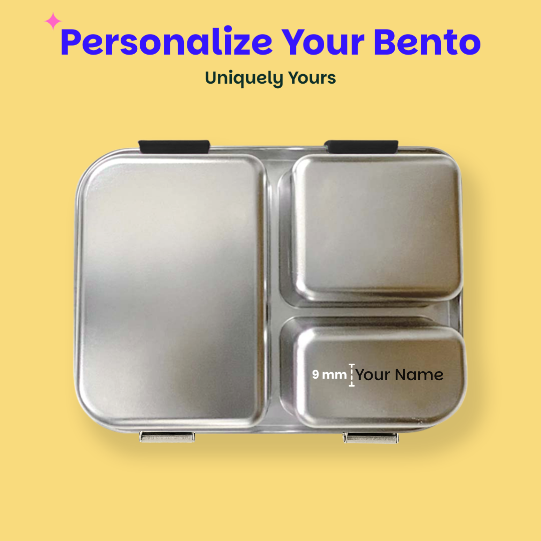 3 Compartment Stainless steel Lunchbox - Classic Black