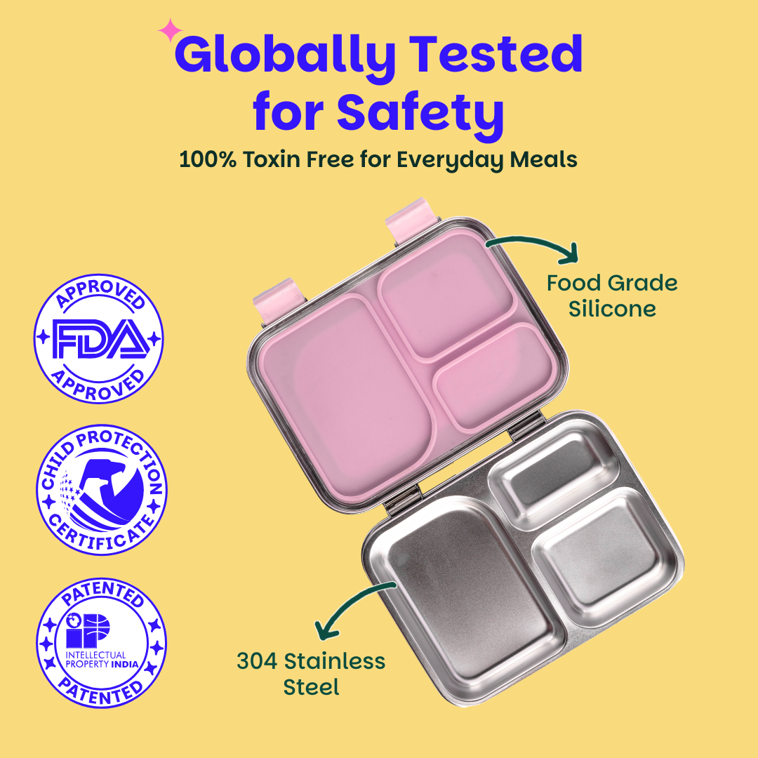 3 Compartment Stainless steel Lunchbox - Pixie Dash