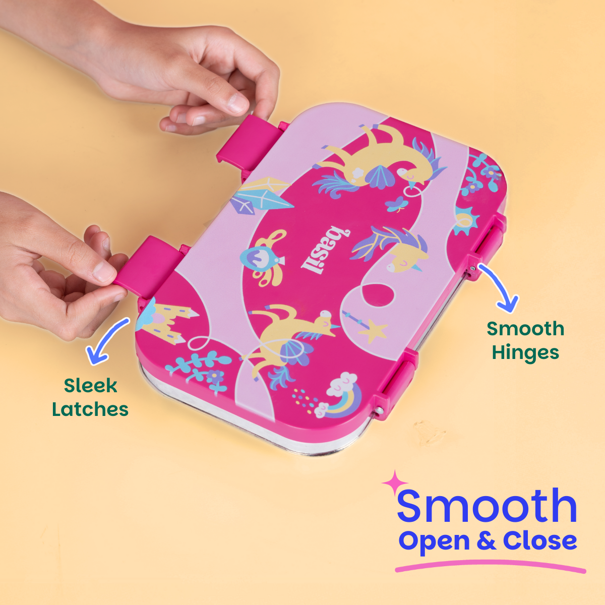 2 Compartment Stainless steel Lunchbox with Plastic Lid - Pixie Dash