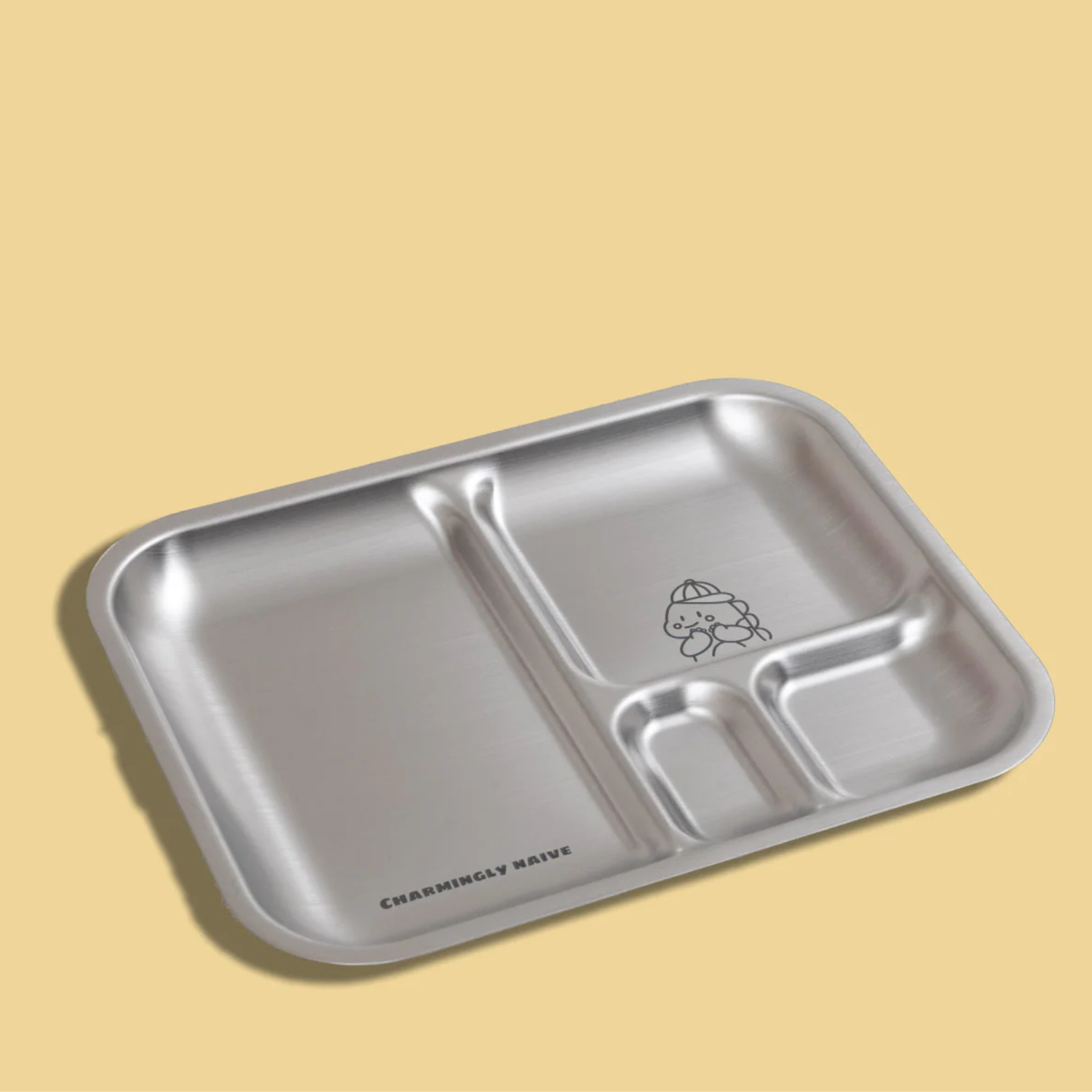 4 Compartment Stainless steel Bento Plate - Dino