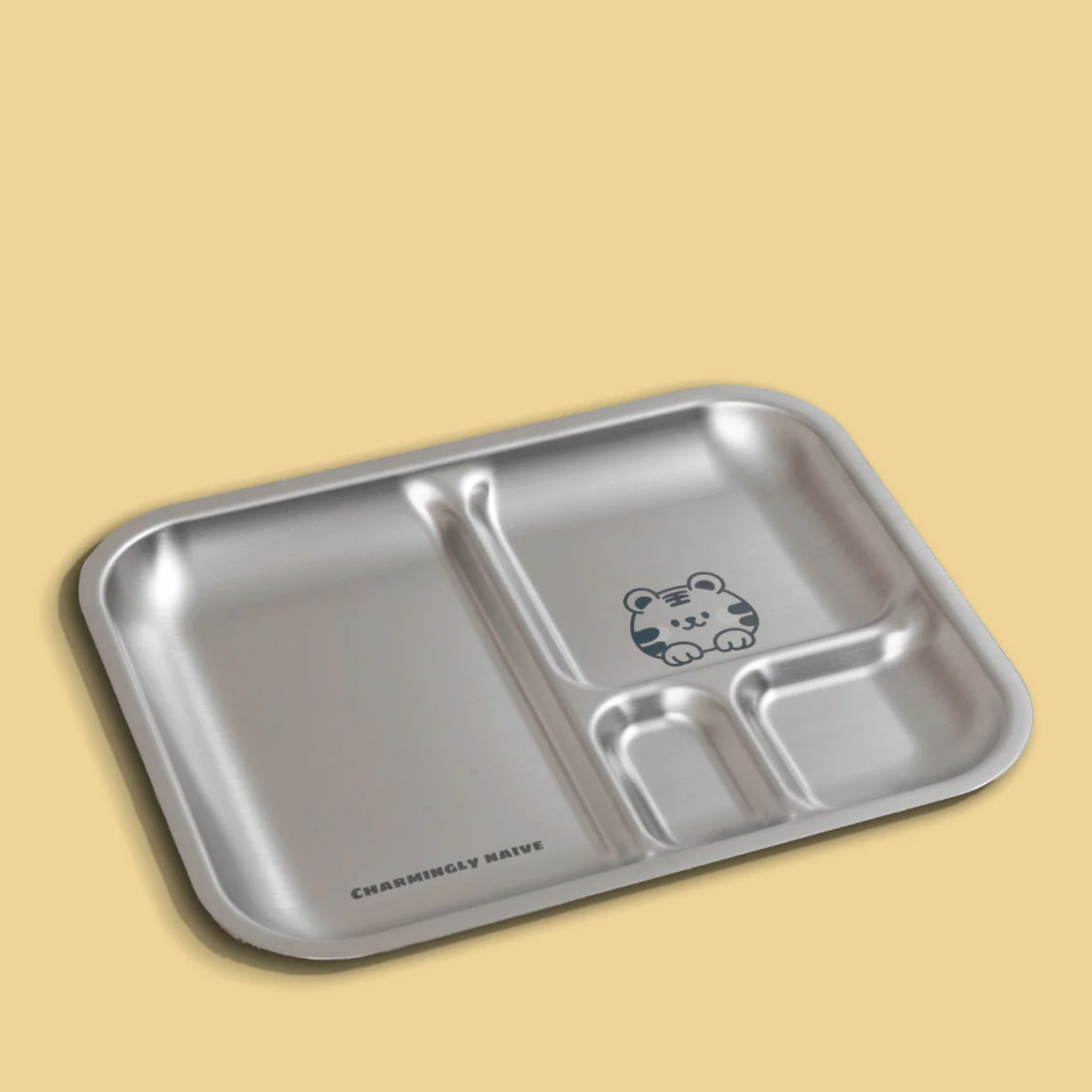 4 Compartment Stainless steel Bento Plate - Tiger