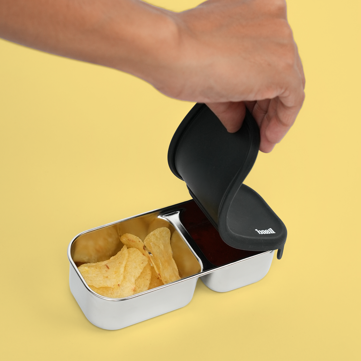 Pickle Dip 2 Section Container - Classic Black