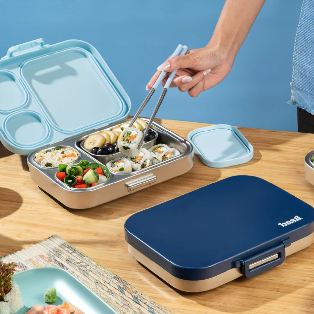 School Combo- Set of Water Bottle and Lunch Box Indigo