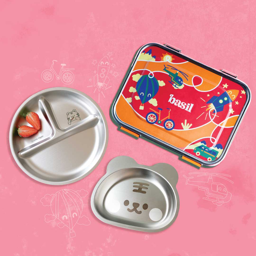 Set of 3: Bento box & 2 Plates - Cloud Hopper