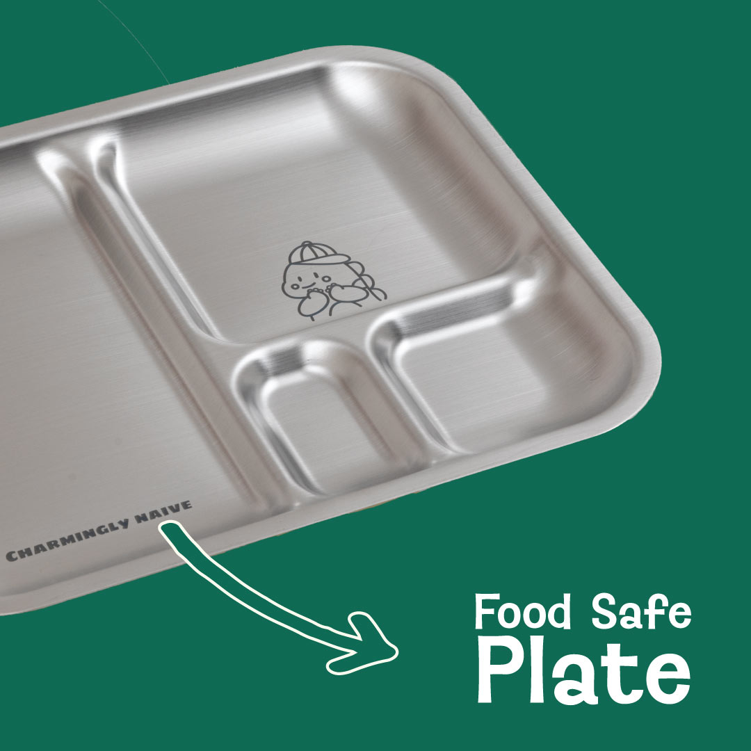 Set of 3: Stainless steel Plates - Dino