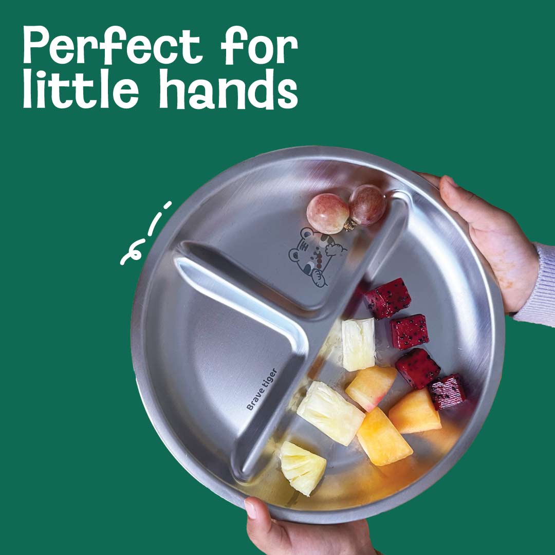 Set of 3: Stainless steel Plates - Dino