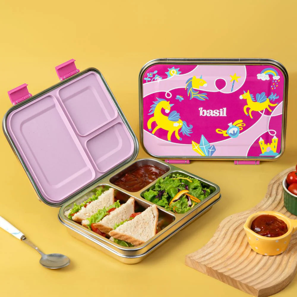 3 Compartment easy open-close Lunchbox - Pixie Dash