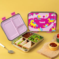3 Compartment Easy open-close Bento - Pixie Dash