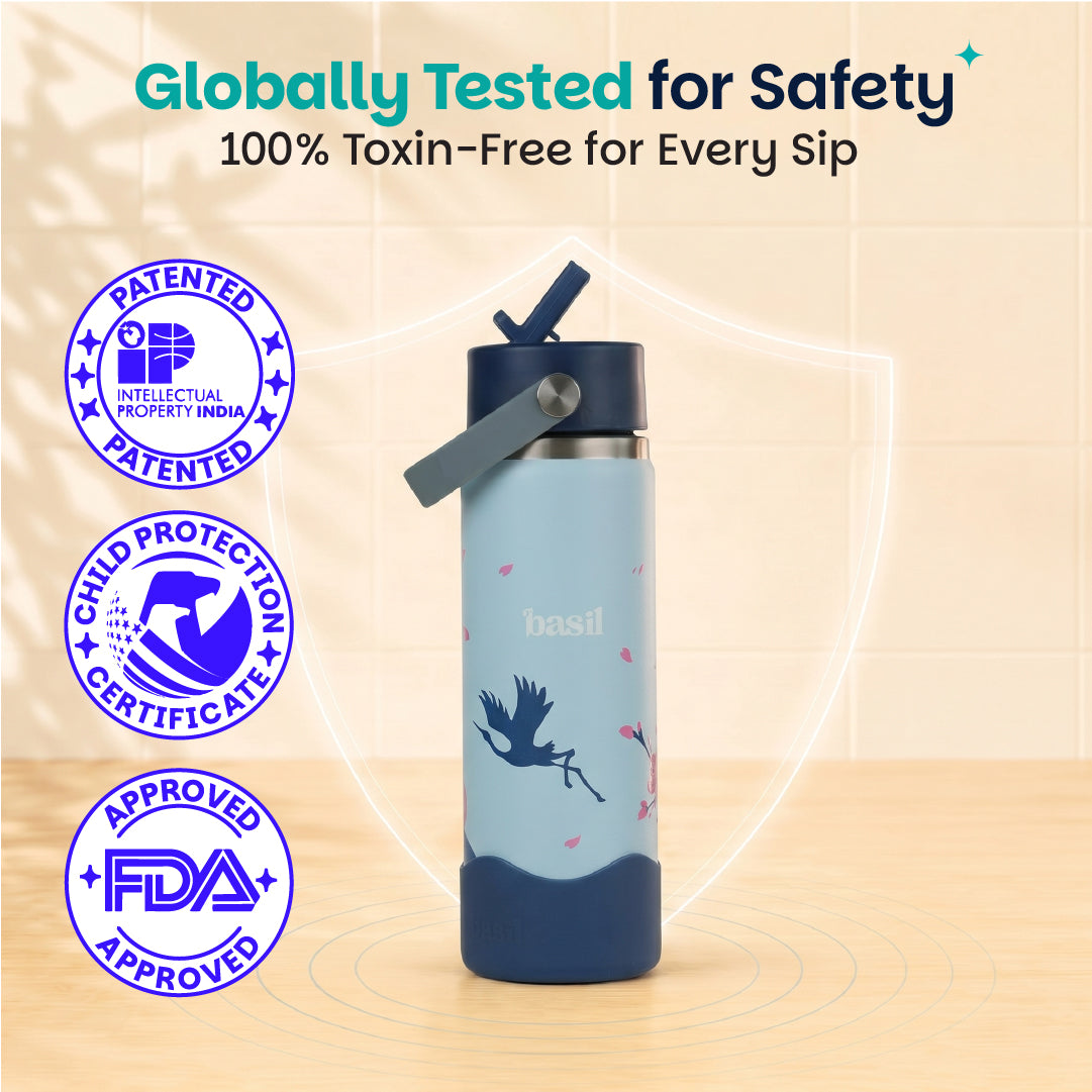 Insulated Stainless steel Sipper with Carry Handle - Sakura Bloom
