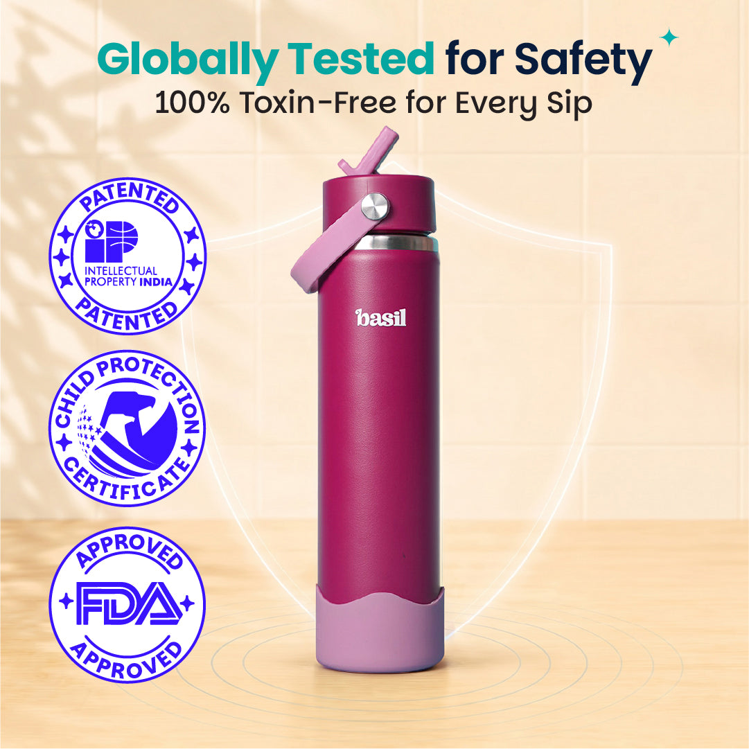 Insulated Stainless steel Sipper with Carry Handle - Classic Plum