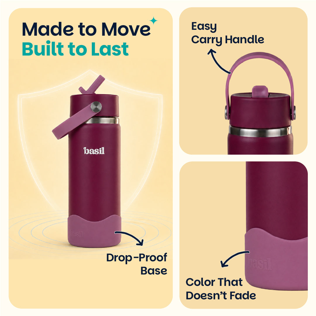 Insulated Stainless steel Sipper with Carry Handle - Classic Plum