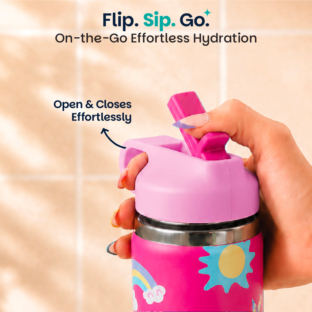 Insulated Stainless steel Sipper with Loop Handle- Pixie Dash