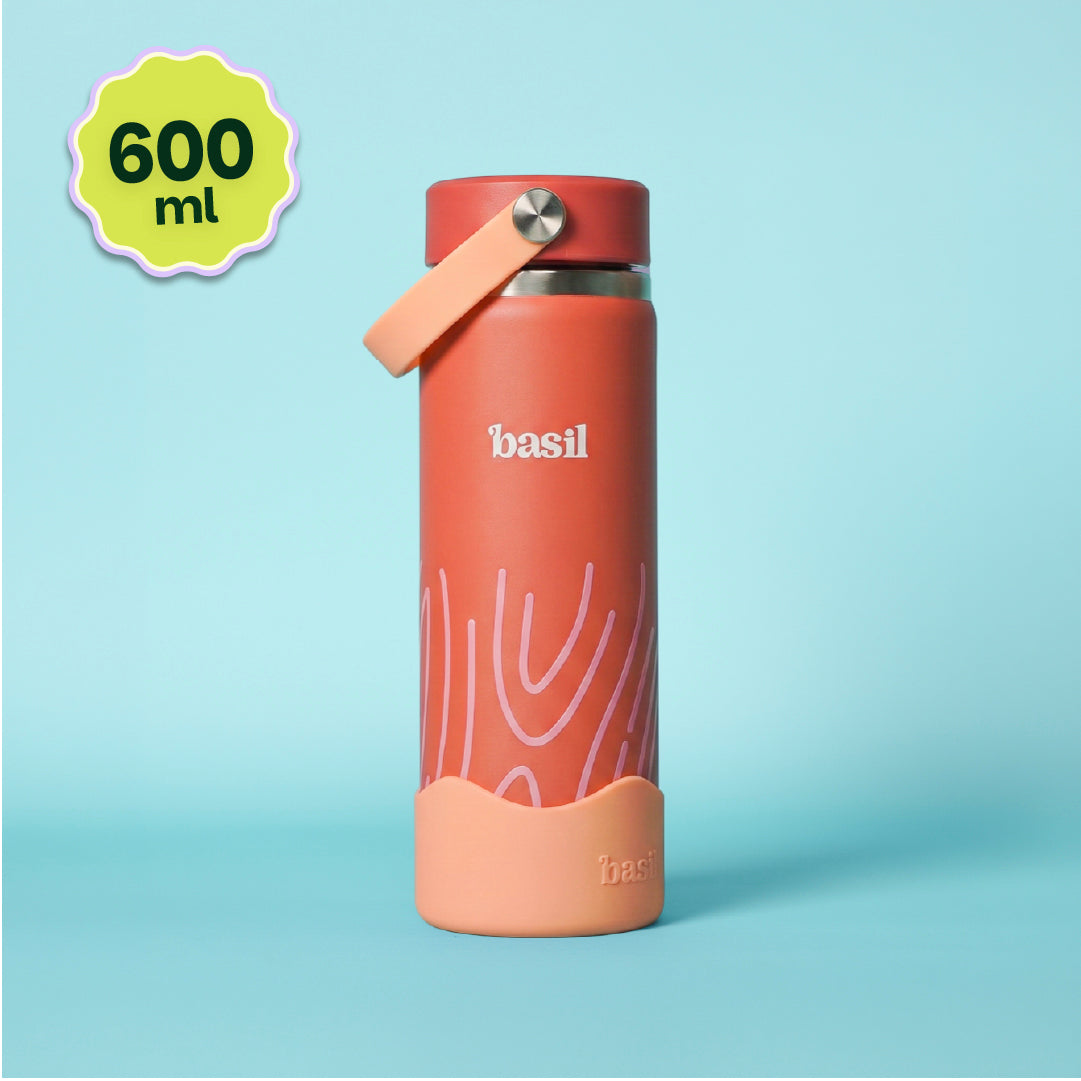 Insulated Stainless steel bottle with Carry Handle - Coral Swirl
