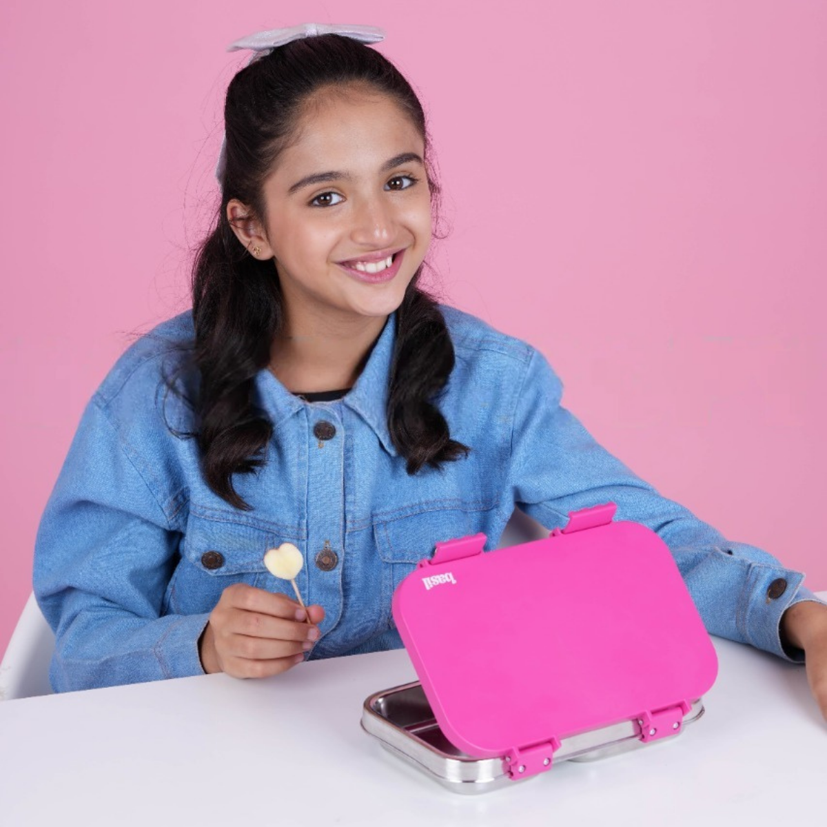 2 Compartment Stainless steel Lunchbox with Plastic Lid - Frosted Flurry