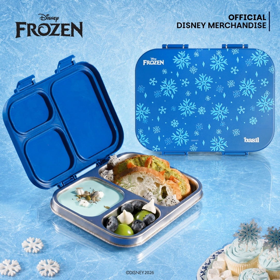 3 Compartment Stainless Steel Lunchbox with Plastic Lid - Winter Whirl