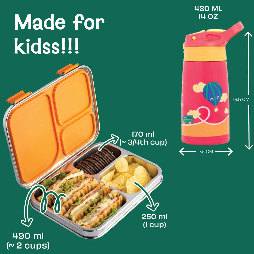 Set of 2: Bento box & 430 ml Sipper - Cloud Hopper