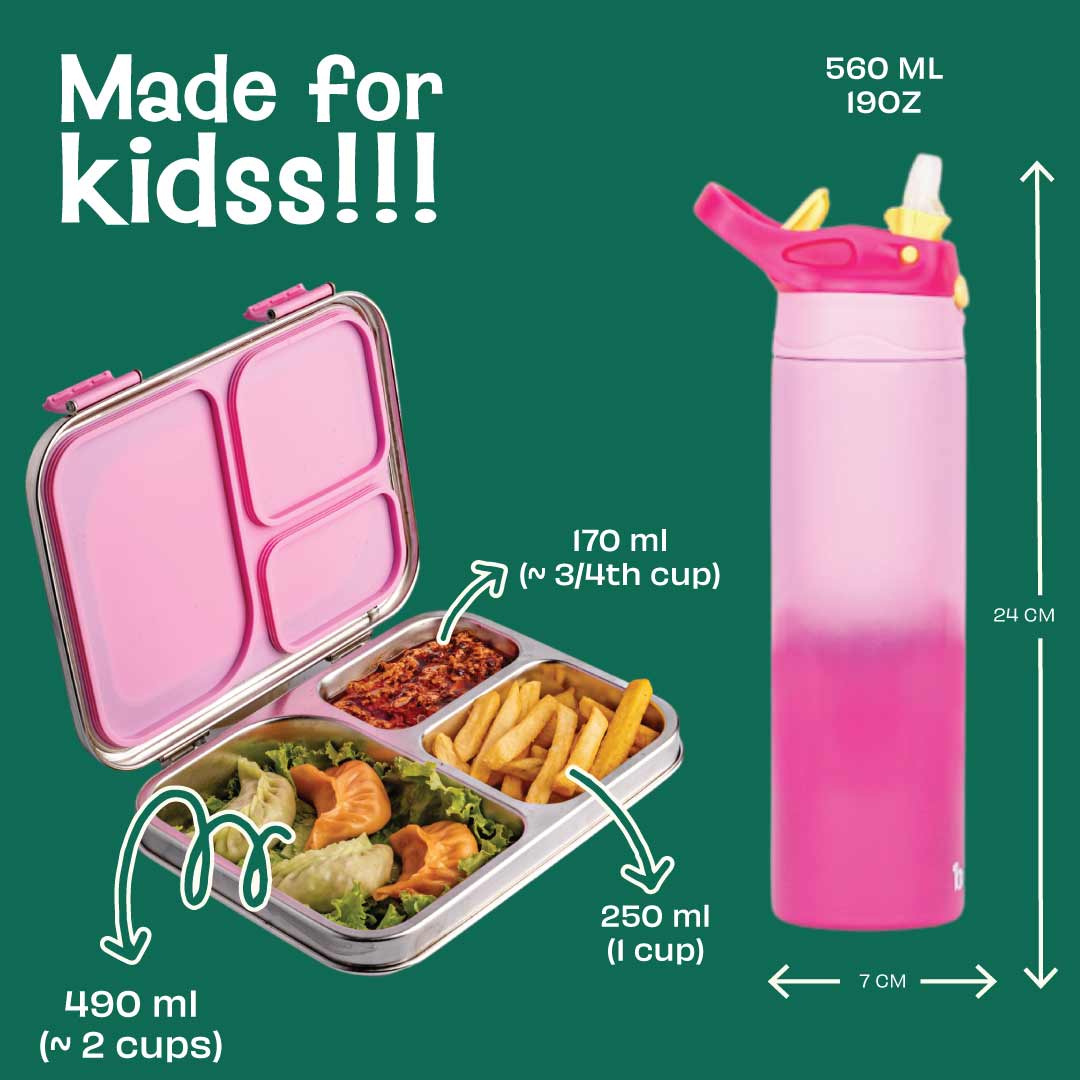 Set of 2: Bento box & 560 ml Sipper - Pixie Dash