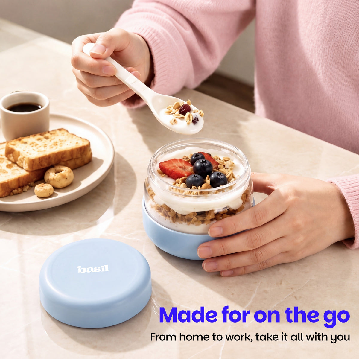 500 ml Glass Food Storage Container with Airtight Lid – Classic Periwinkle