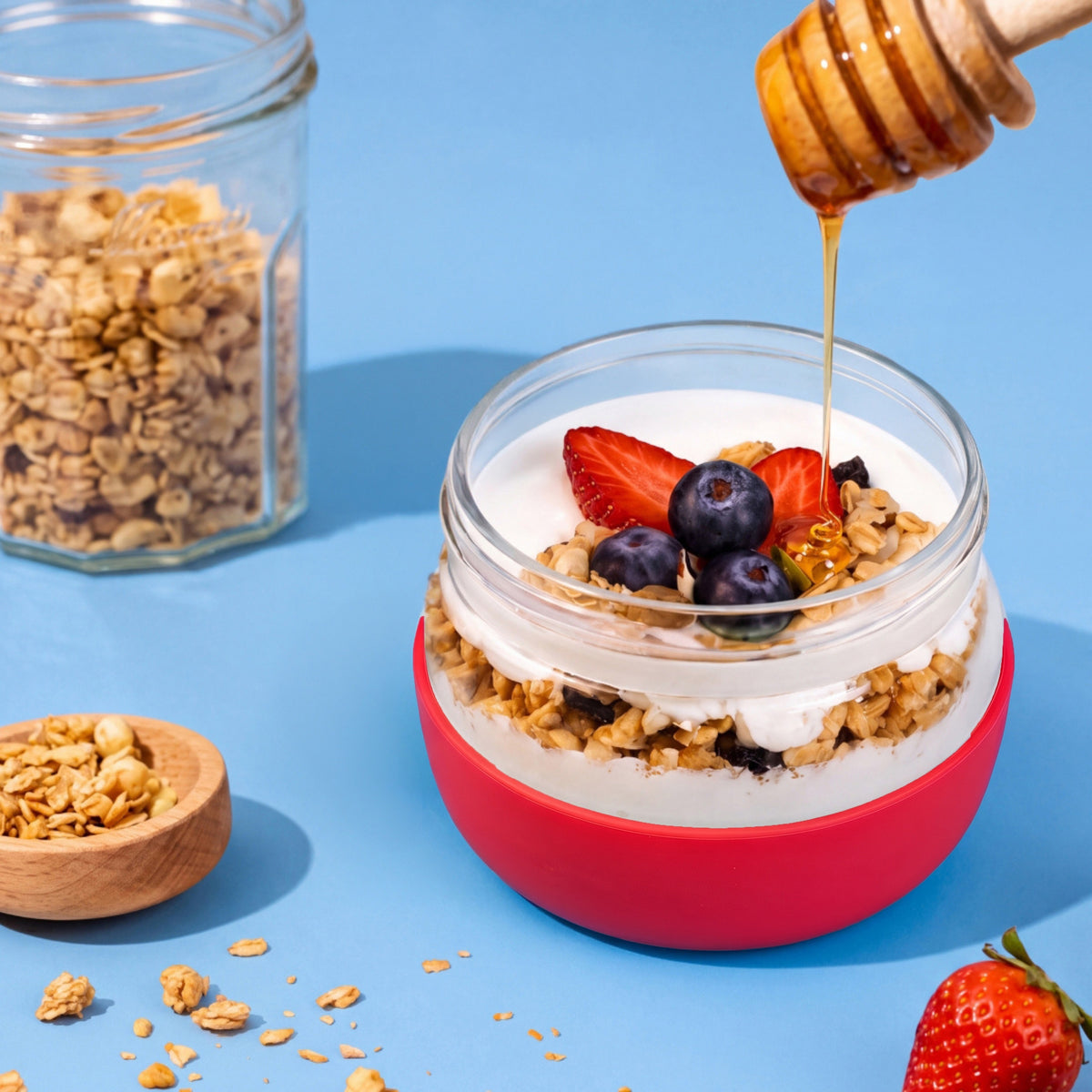 500 ml Glass Food Storage Container with Airtight Lid – Classic Rouge