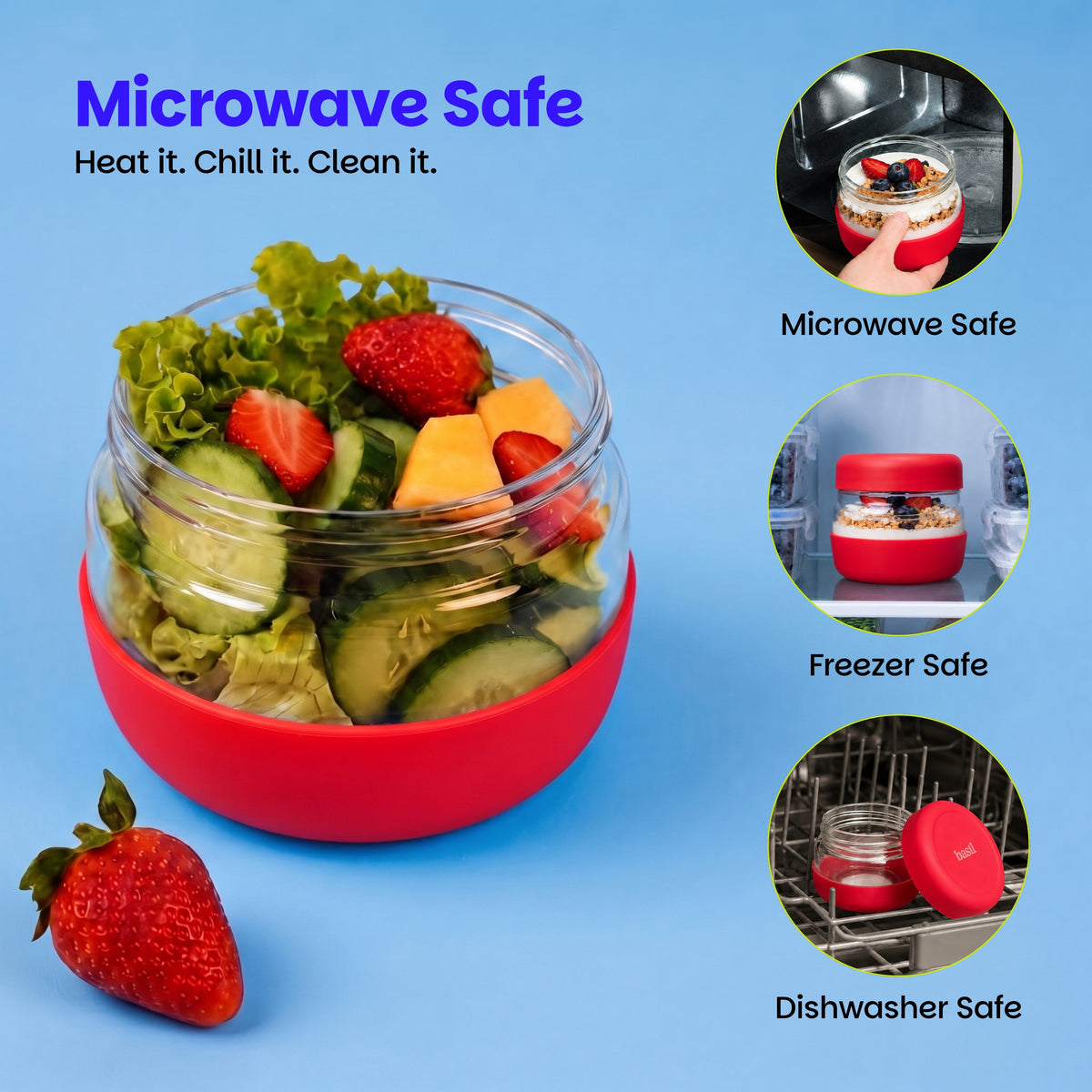 500 ml Glass Food Storage Container with Airtight Lid – Classic Rouge
