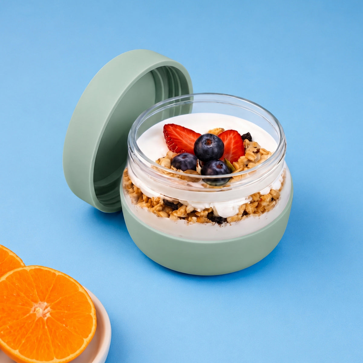 500 ml Glass Food Storage Container with Airtight Lid – Classic Sage