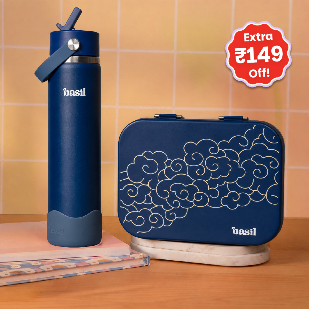 School Combo- Set of Water Bottle and Lunch Box Sora