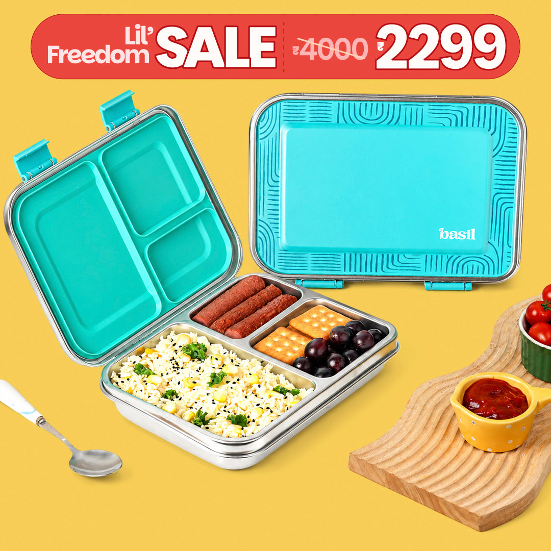 3 Compartment easy open-close Lunchbox - Teal