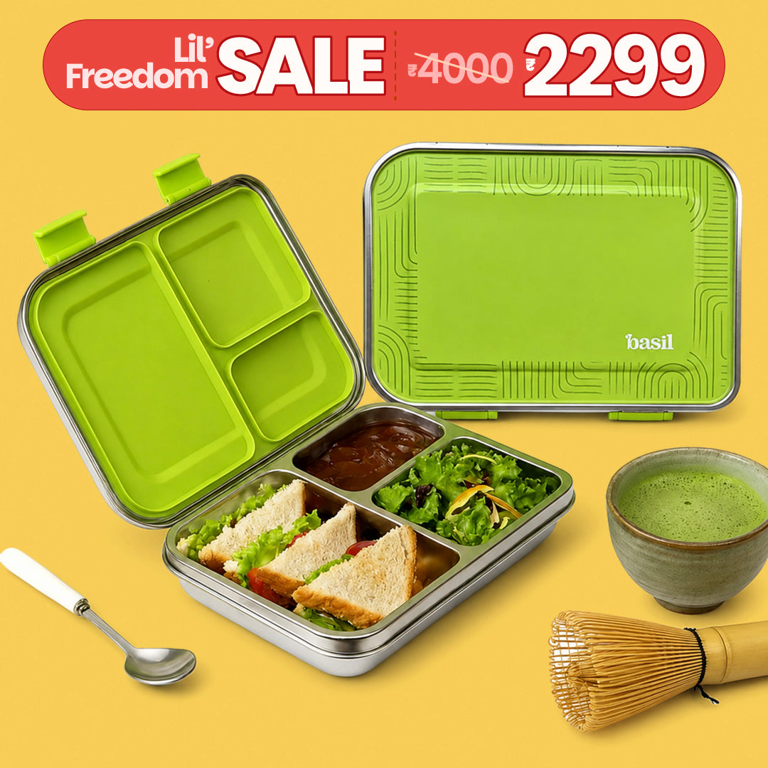 3 Compartment easy open-close Lunchbox - Matcha