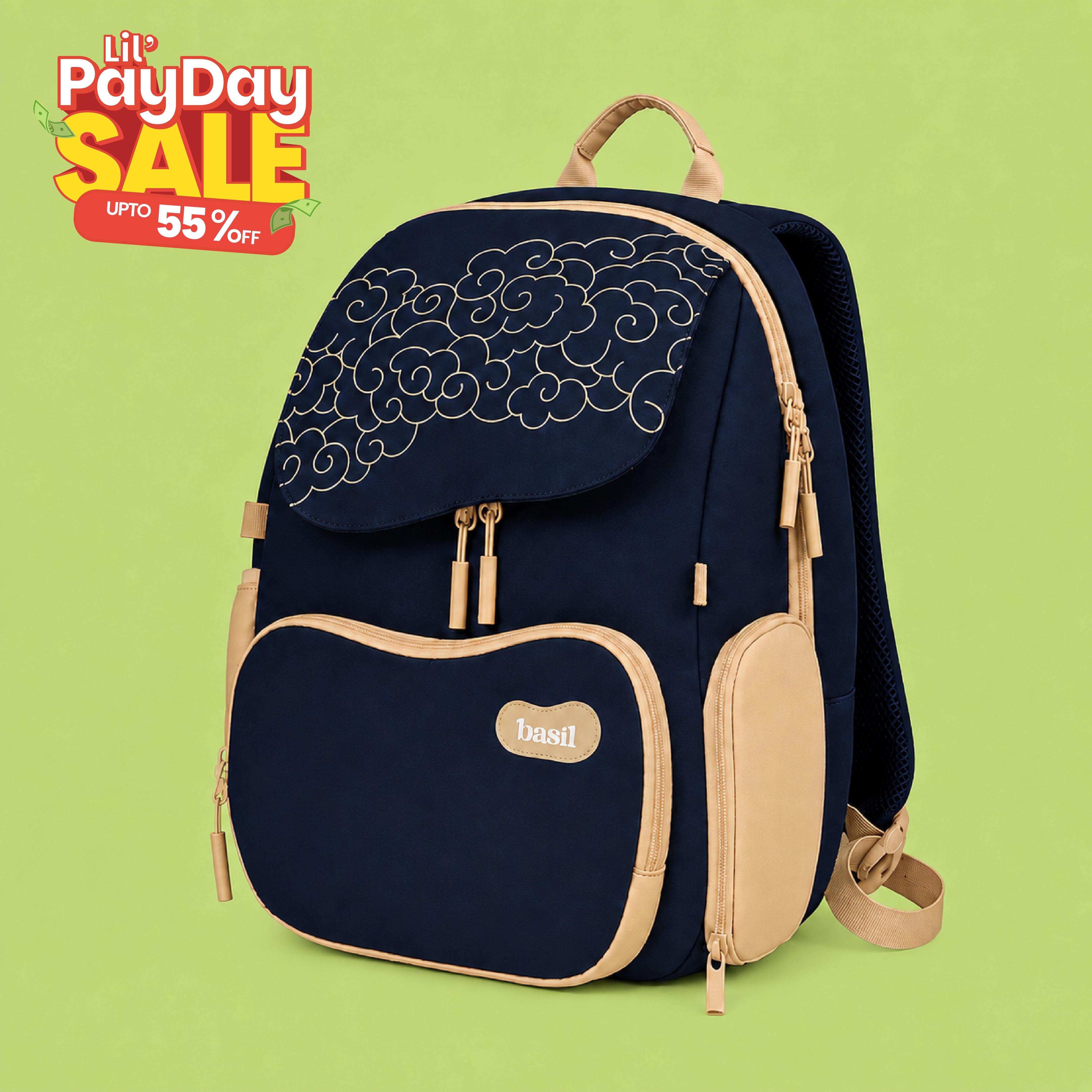 School backpack for Grades 1 to 5 with 4 spacious compartments - Midnight Sora