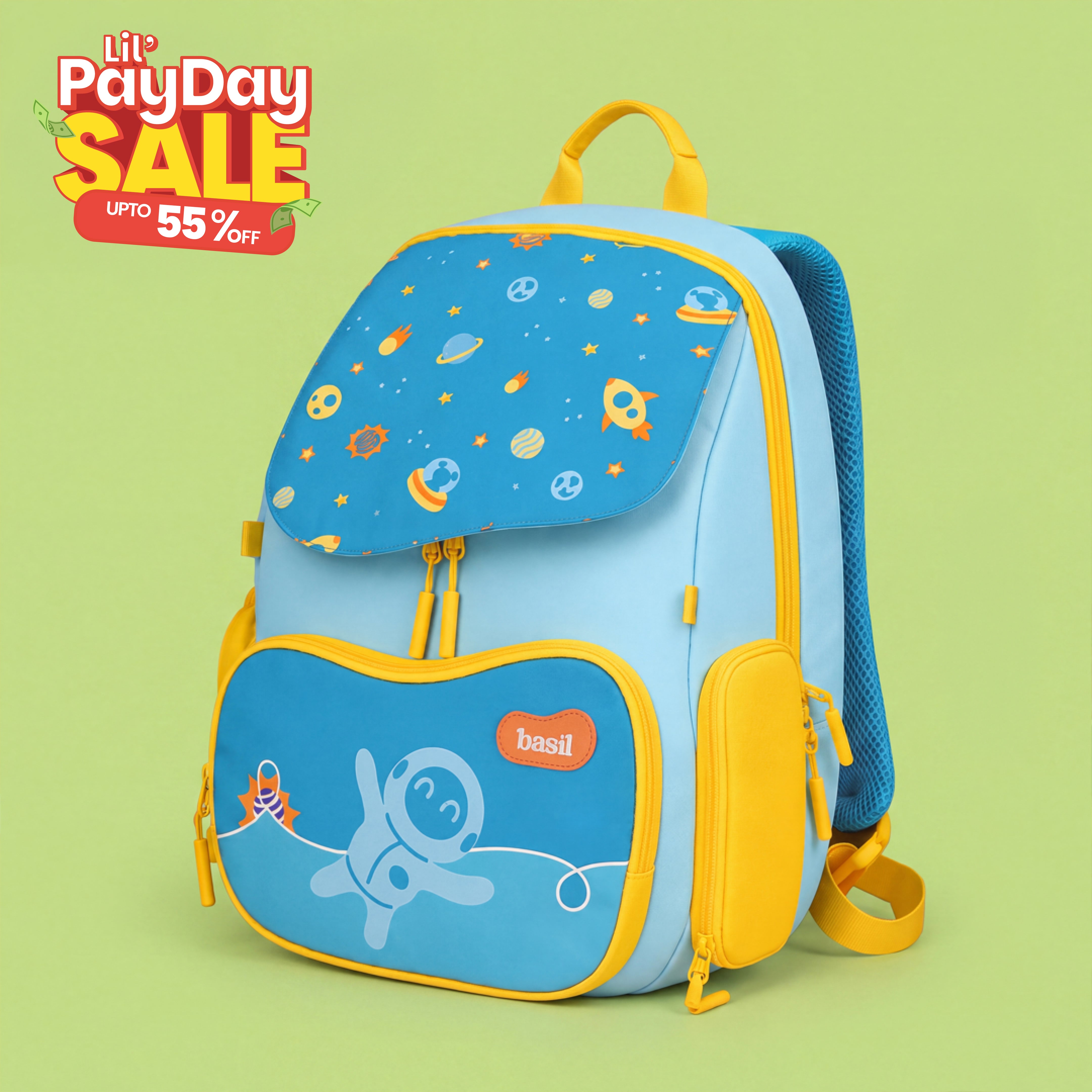 School backpack for Grades 1 to 5 with 4 spacious compartments - Super Swoosh
