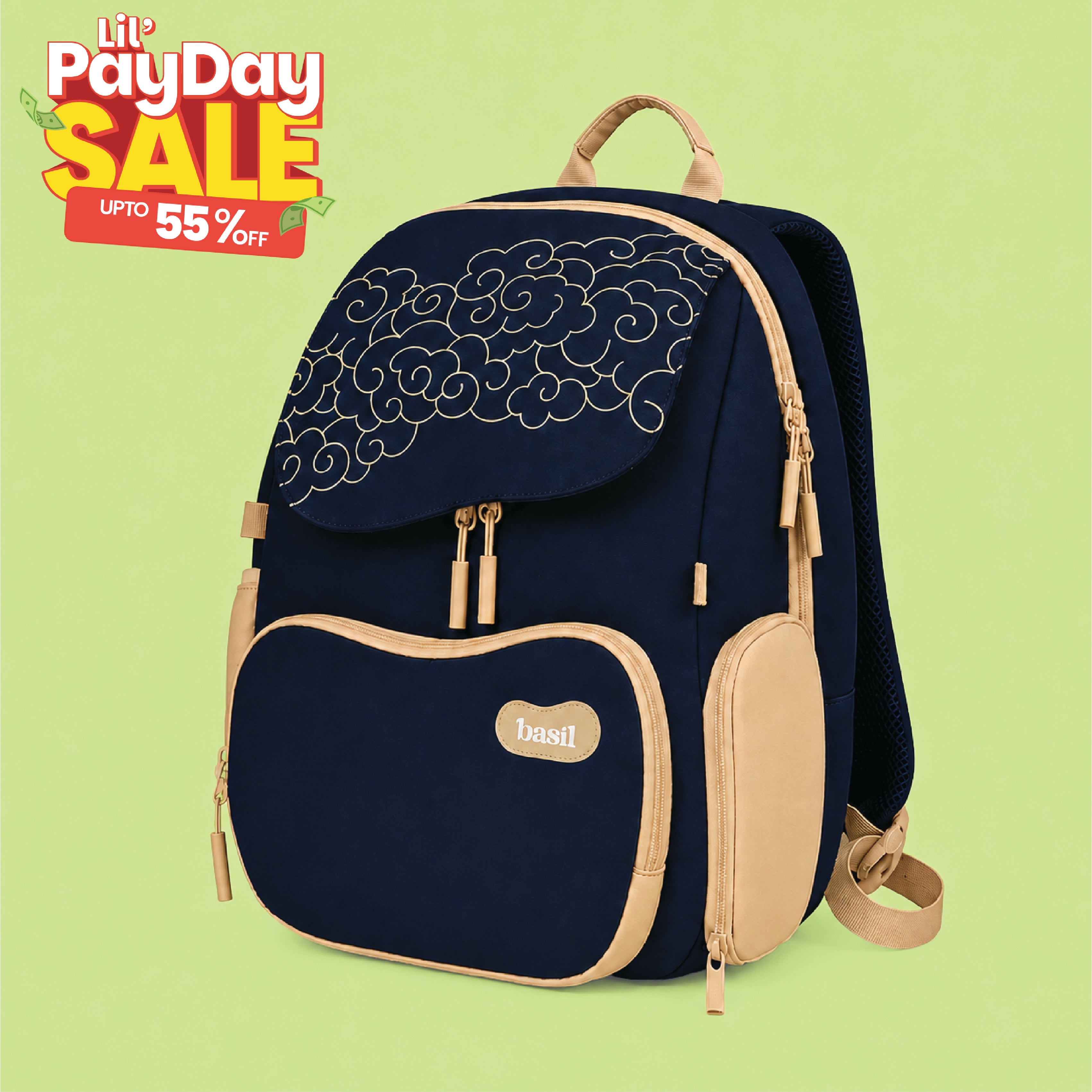 School backpack for Grades 1 to 5 with 4 spacious compartments - Midnight Sora