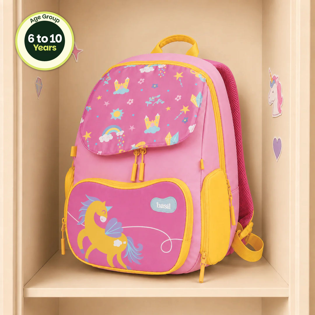 School backpack for Grades 1 to 5 with 4 spacious compartments - Pixie Dash