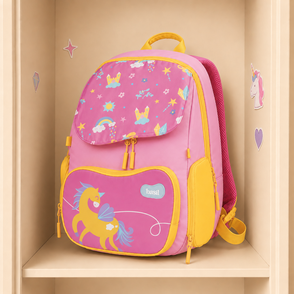 School backpack for Grades 1 to 5 with 4 spacious compartments - Pixie Dash