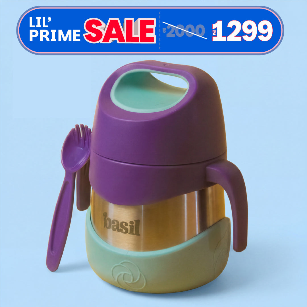 Insulated Food Jar with Carry handle & Spork - Grape
