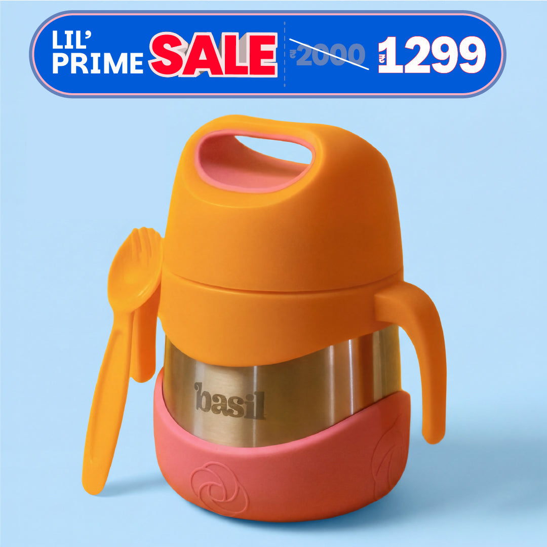Insulated Food Jar with Carry handle & Spork - Peach