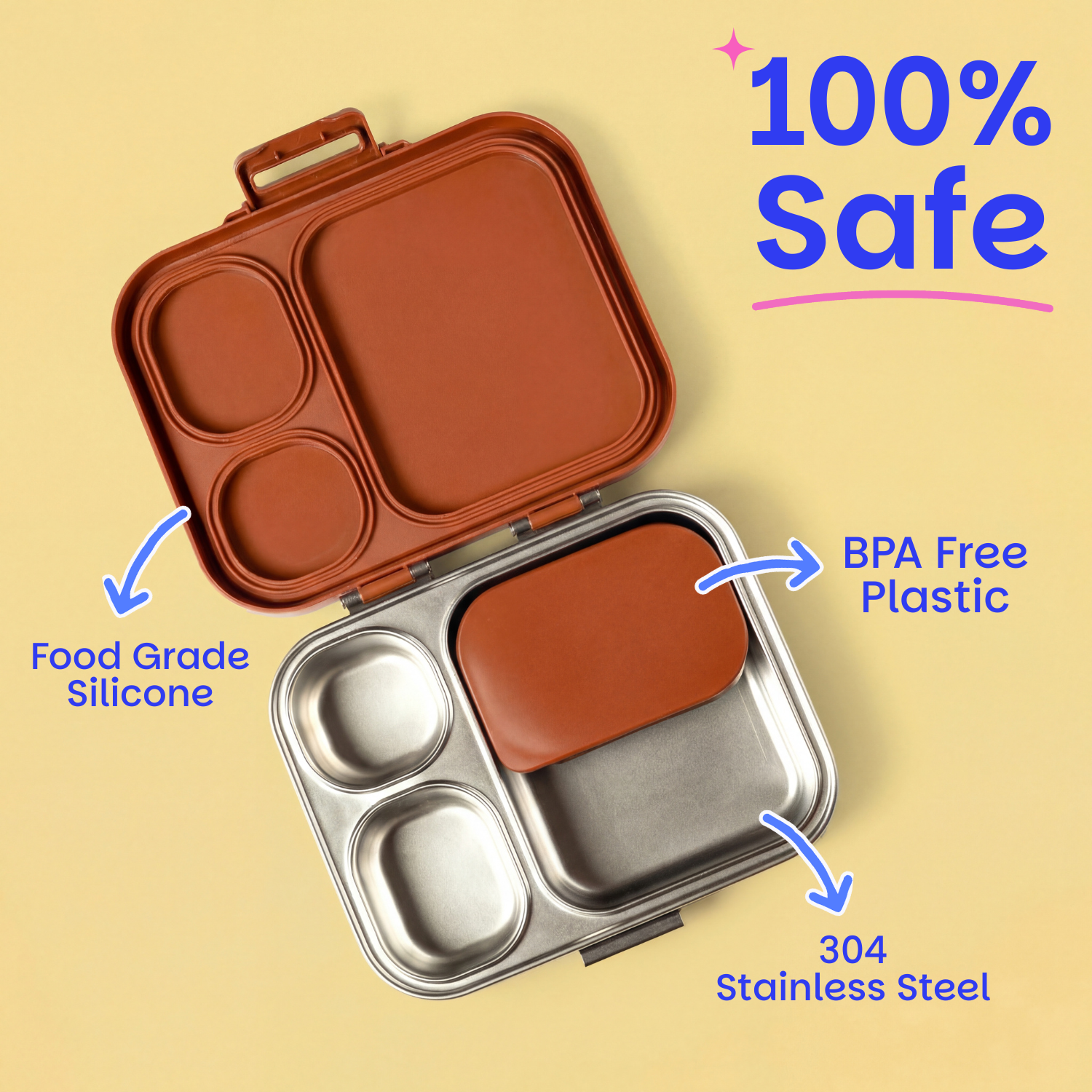 4 Compartment Stainless steel Lunchbox with Mini Box - Jaipuri Jaali