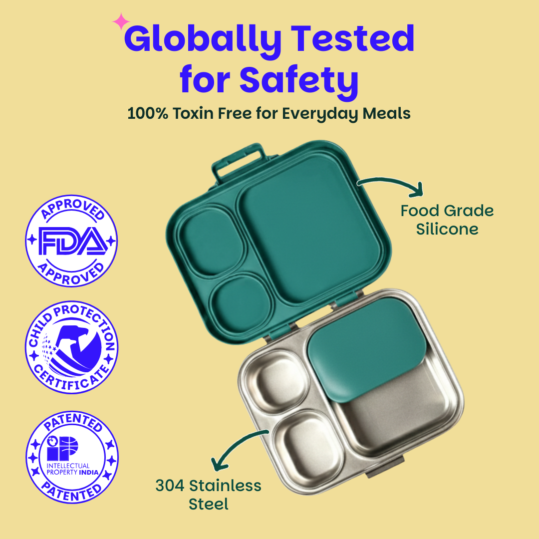 3+1 Compartment Stainless steel Lunchbox with Mini Box - Bengal Bagh